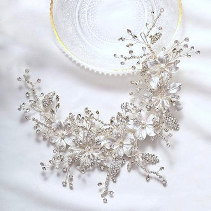 "Somerset" - Pearl and Crystal Bridal Headband - Available in Gold and Silver