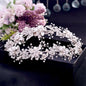 "Elody" - Silver Pearl and Crystal Bridal Double Headband/Vine
