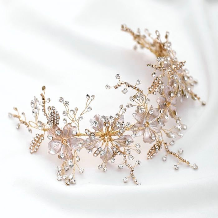 "Somerset" - Pearl and Crystal Bridal Headband - Available in Gold and Silver