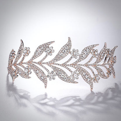 Lady Mary - Micro-Pave Crystal Bridal Half Tiara Headband - Available in Silver, Rose Gold and Yellow Gold