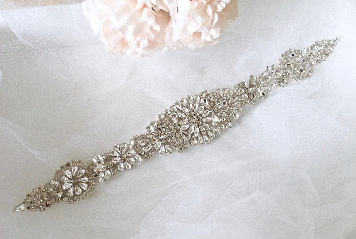 Lilian - Silver Crystal Bridal Belt/Sash