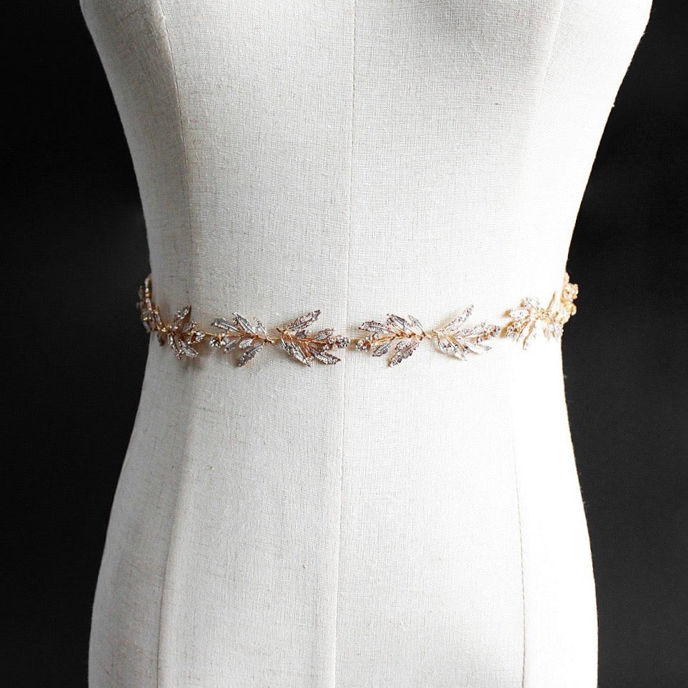 Uma - Crystal Wired Bridal Belt - Available in Silver, Rose Gold and Yellow Gold