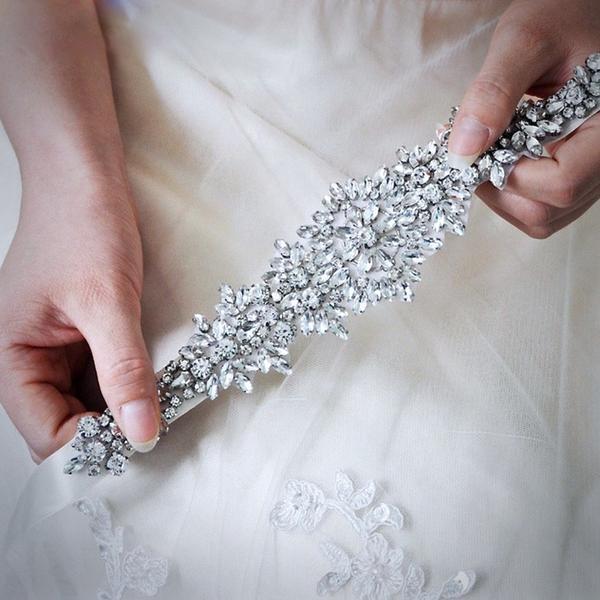 Daniela - Silver Crystal Bridal Belt/Sash