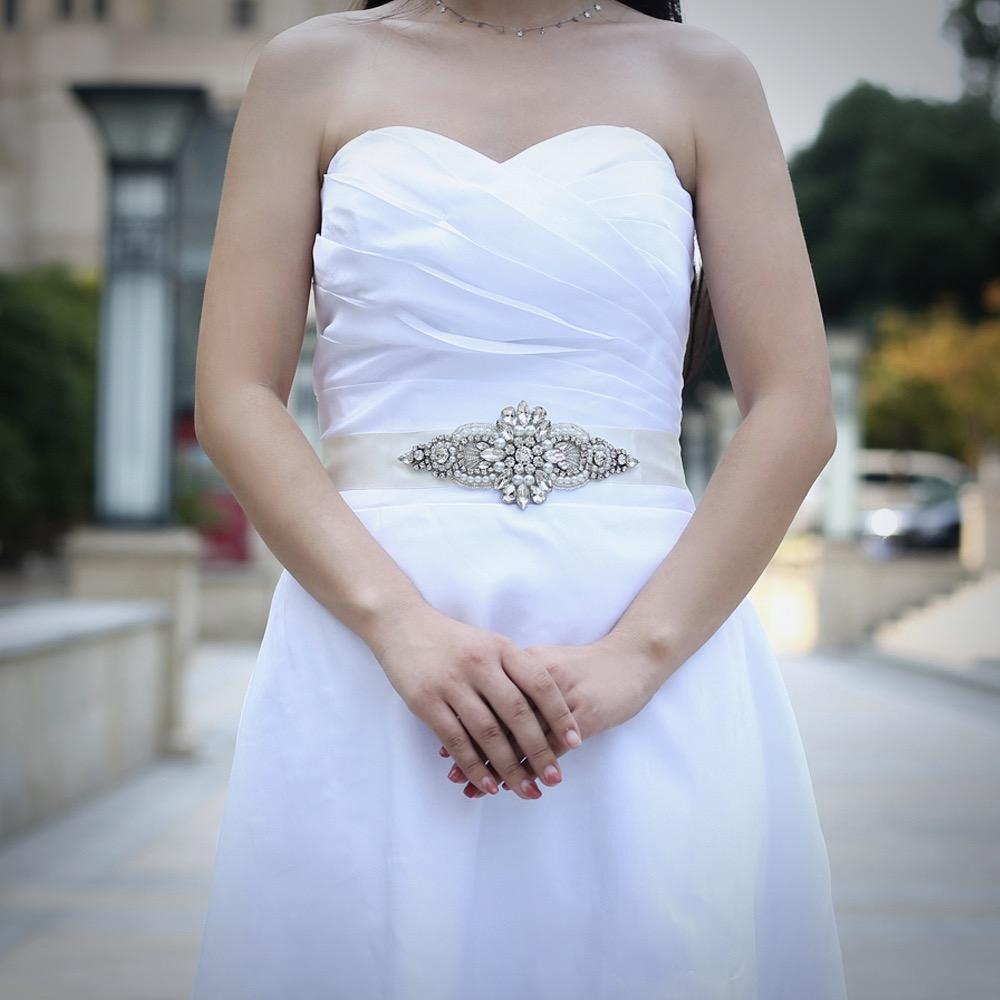 Katie - Pearl and Crystal Bridal Belt/Sash - Available in Silver and Rose Gold