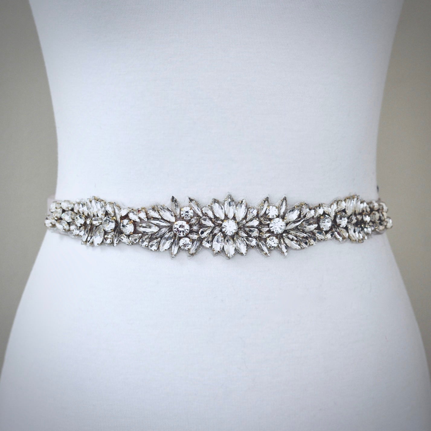 Dee - Silver Crystal Bridal Belt/Sash