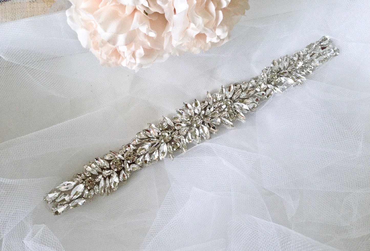 Dee - Silver Crystal Bridal Belt/Sash