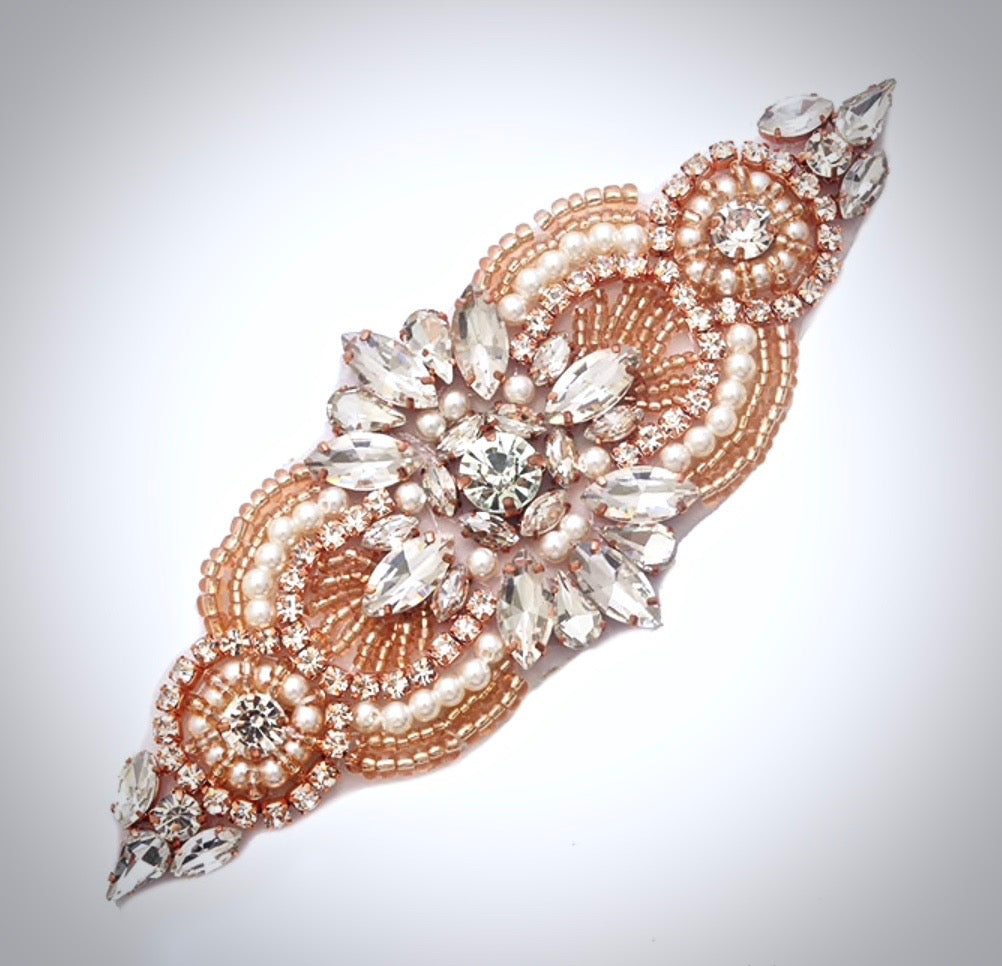 Katie - Pearl and Crystal Bridal Belt/Sash - Available in Silver and Rose Gold