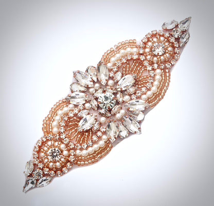 Katie - Pearl and Crystal Bridal Belt/Sash - Available in Silver and Rose Gold