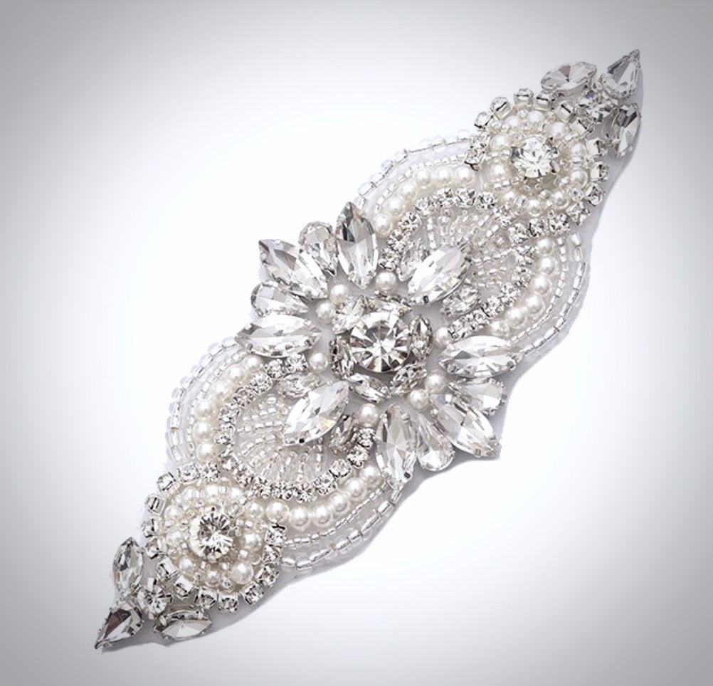 Katie - Pearl and Crystal Bridal Belt/Sash - Available in Silver and Rose Gold