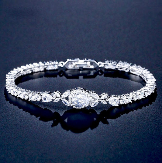 Kendra - Cubic Zirconia Bridal Bracelet - Available in Silver and Rose Gold