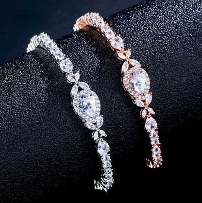 Kendra - Cubic Zirconia Bridal Bracelet - Available in Silver and Rose Gold