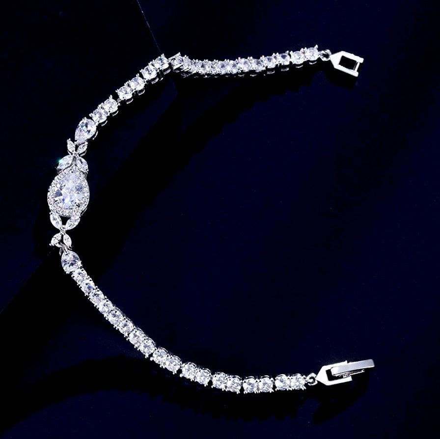 Kendra - Cubic Zirconia Bridal Bracelet - Available in Silver and Rose Gold