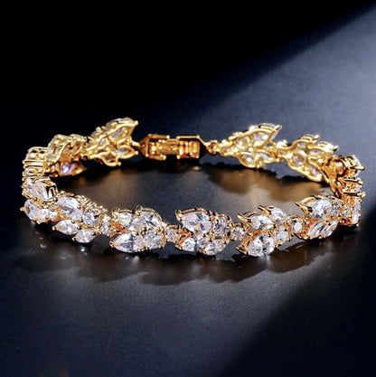 Emera - Cubic Zirconia Bridal Bracelet - Available in Silver, Rose Gold and Yellow Gold