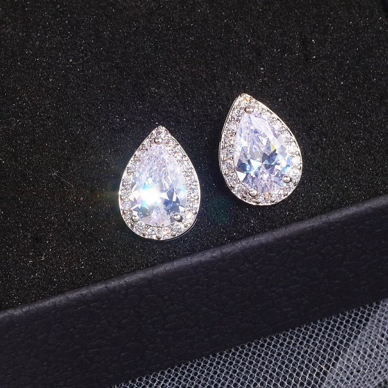 Lyric - Cubic Zirconia Bridal Earrings - Available in Silver, Rose Gold and Yellow Gold