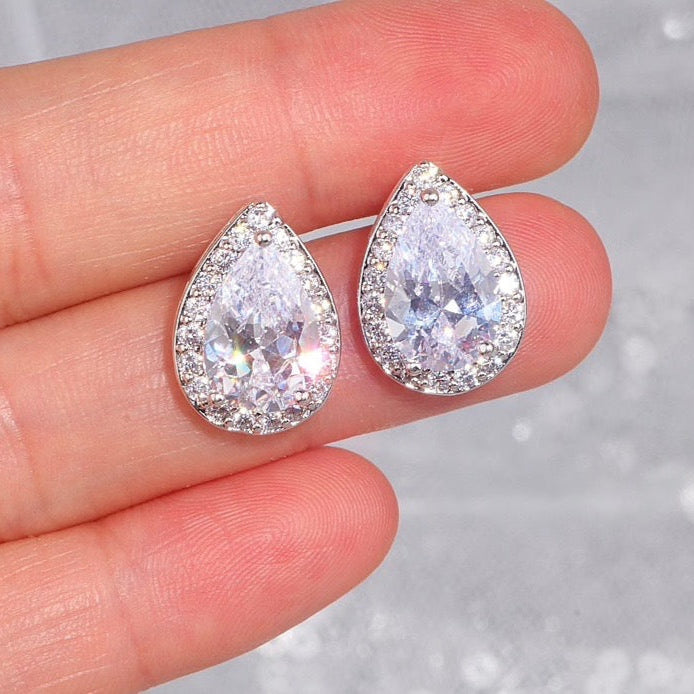 Lyric - Cubic Zirconia Bridal Earrings - Available in Silver, Rose Gold and Yellow Gold