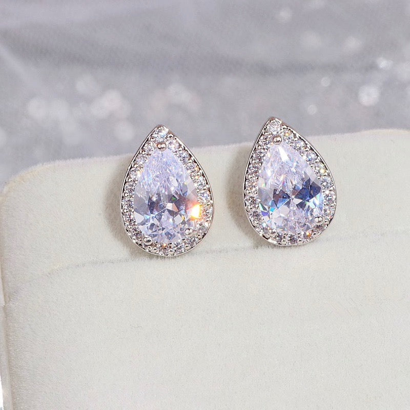 Lyric - Cubic Zirconia Bridal Earrings - Available in Silver, Rose Gold and Yellow Gold