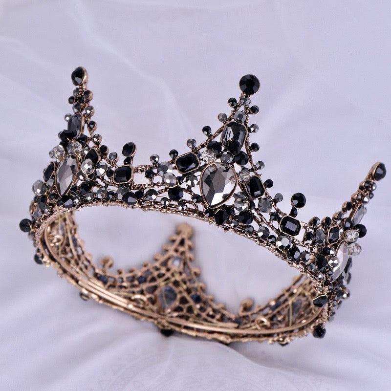 "Kianne" - Victorian Gothic Black Bridal Crown Tiara