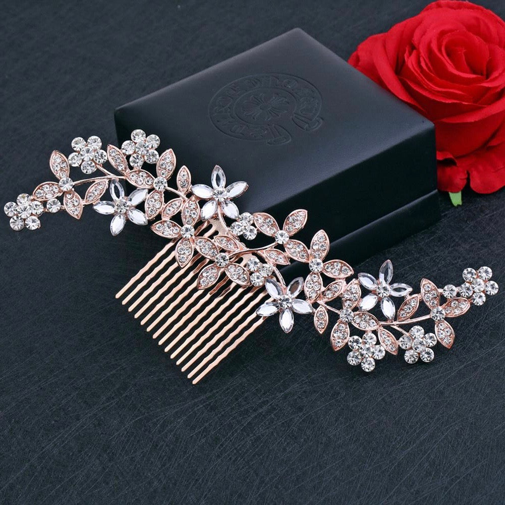 "Berenice" - Austrian Crystal Hair Comb - Available in Rose Gold, Silver and Yellow Gold