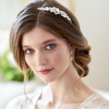 "Ruby" - Crystal Bridal Side Headband - Available in Rose Gold and Silver