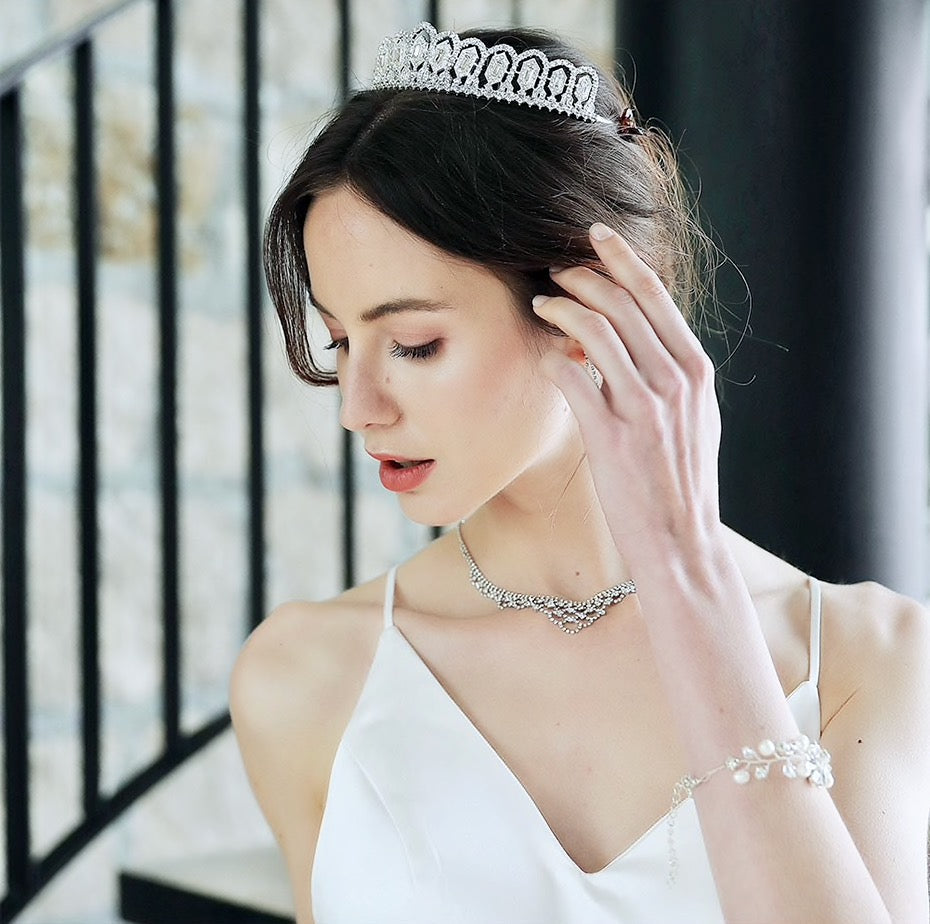 Violetta - Silver Cubic Zirconia Bridal Tiara