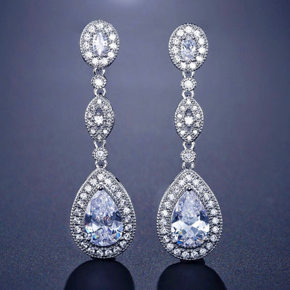Alexa - Cubic Zirconia Bridal Earrings - Available in Silver and Rose Gold