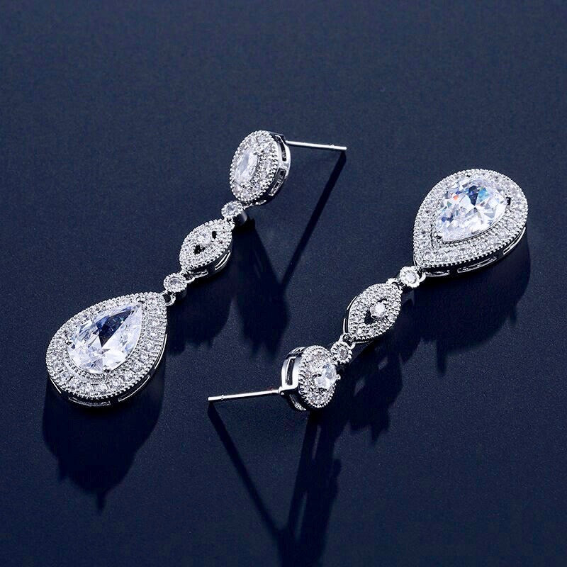 Alexa - Cubic Zirconia Bridal Earrings - Available in Silver and Rose Gold