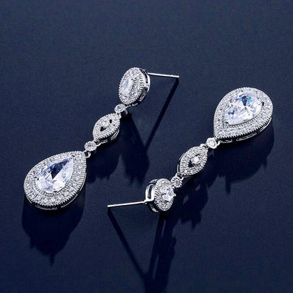 Alexa - Cubic Zirconia Bridal Earrings - Available in Silver and Rose Gold