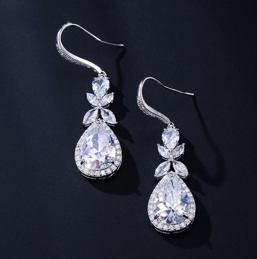Kendra - Cubic Zirconia Bridal Earrings - Available in Silver and Rose Gold