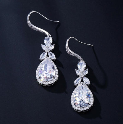 Kendra - Cubic Zirconia Bridal Earrings - Available in Silver and Rose Gold