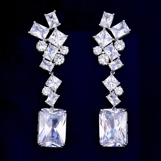 Sarissa - Cubic Zirconia Bridal Earrings - Available in Silver and Rose Gold