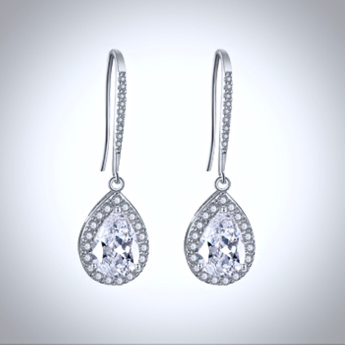 Stacia - Cubic Zirconia Bridal Drop Earrings - Available in Silver and Rose Gold