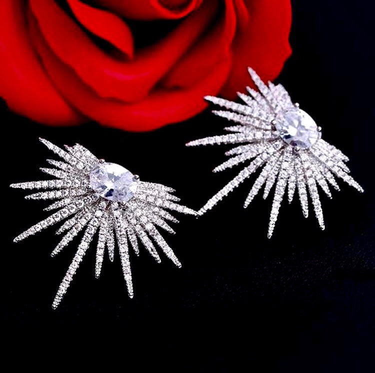 "Rae" - Silver Cubic Zirconia Bridal Earrings