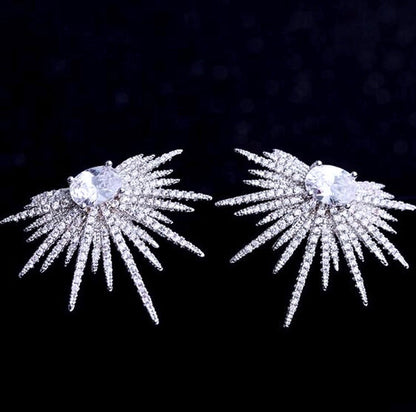 "Rae" - Silver Cubic Zirconia Bridal Earrings