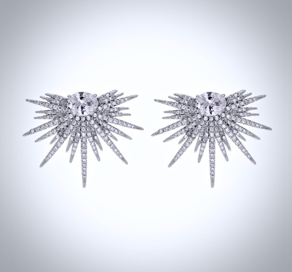 "Rae" - Silver Cubic Zirconia Bridal Earrings
