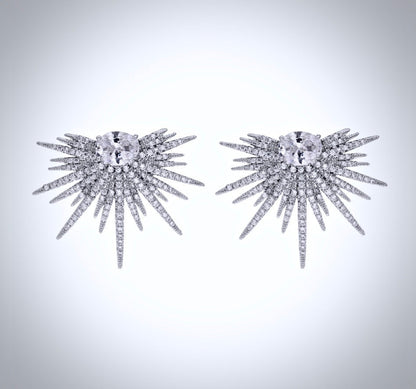 "Rae" - Silver Cubic Zirconia Bridal Earrings