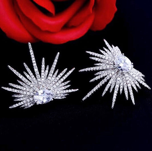 "Rae" - Silver Cubic Zirconia Bridal Earrings
