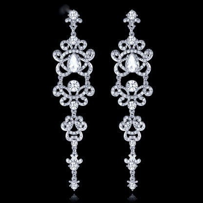 Brenda - Silver Rhinestone Bridal Earrings