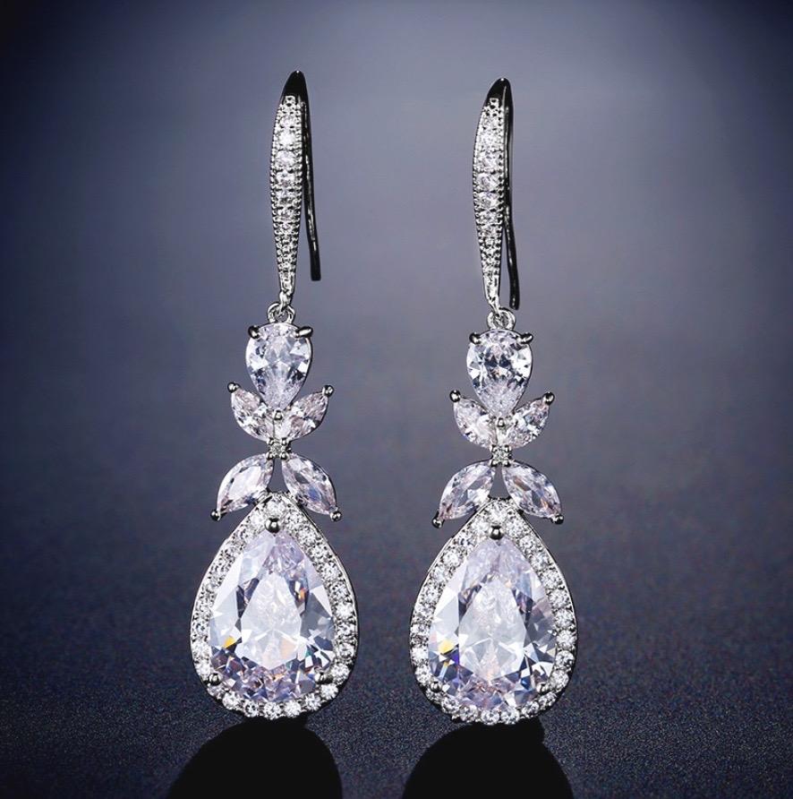 Kendra - Cubic Zirconia Bridal Earrings - Available in Silver and Rose Gold