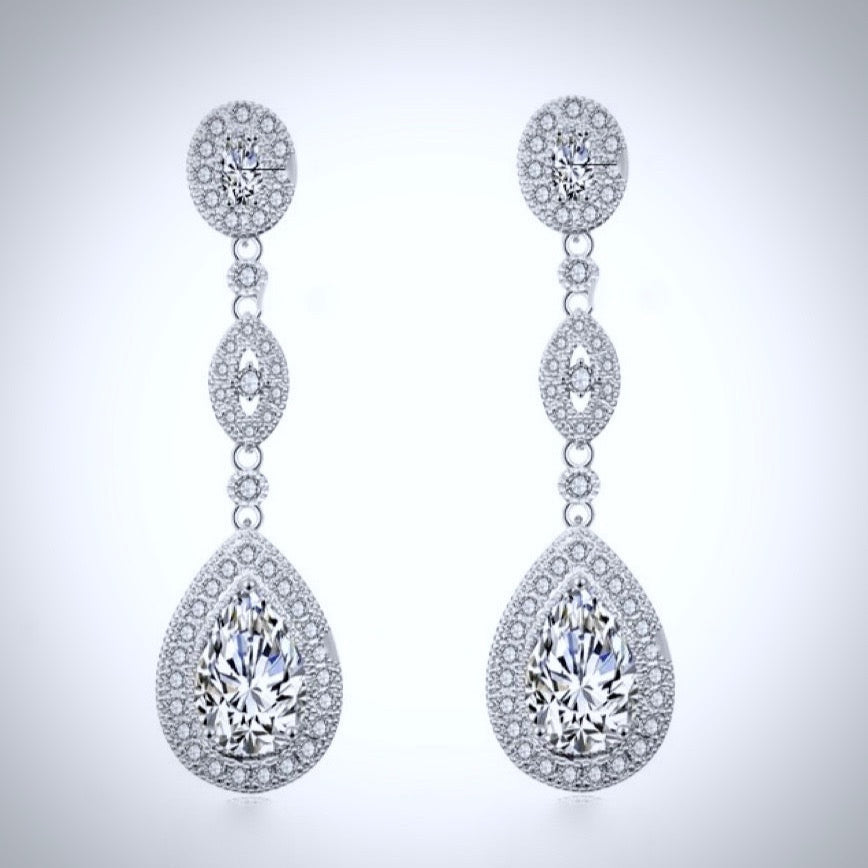Alexa - Cubic Zirconia Bridal Earrings - Available in Silver and Rose Gold