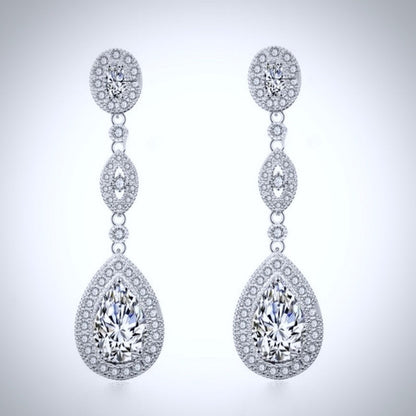 Alexa - Cubic Zirconia Bridal Earrings - Available in Silver and Rose Gold