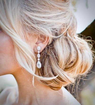 Alexa - Cubic Zirconia Bridal Earrings - Available in Silver and Rose Gold
