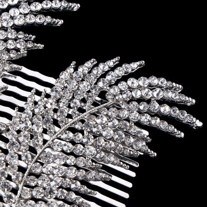 Arlene - Crystal Feather Bridal Hair Comb - Available in Silver and Rose Gold