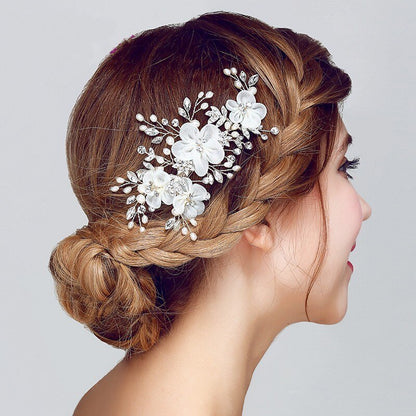 Danielle - Silver Pearl and Crystal Bridal Hair Comb/Clip