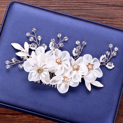 "Elin" - Gold Pearl and Crystal Bridal Hair Comb