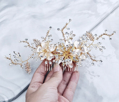 Claudia - Crystal Bridal Hair Comb - Available in Gold and Silver