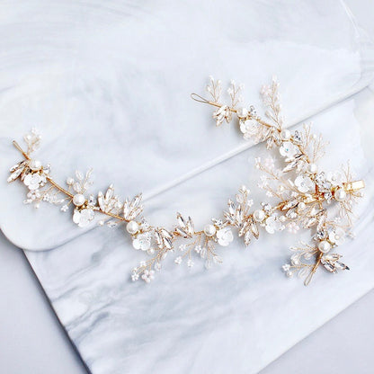 Genoa - Pearl and Crystal Bridal Hair Clip/Vine - Available in Silver and Gold