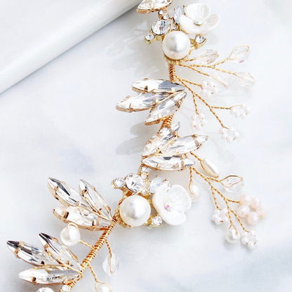Genoa - Pearl and Crystal Bridal Hair Clip/Vine - Available in Silver and Gold