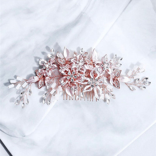 Andra - Crystal Bridal Hair Comb - Available in Silver, Rose Gold and Yellow Gold