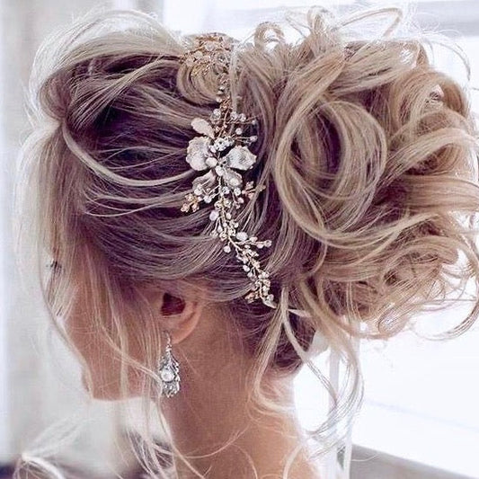 Athena - Pearl and Crystal Bridal Headband - Available in Gold and Silver