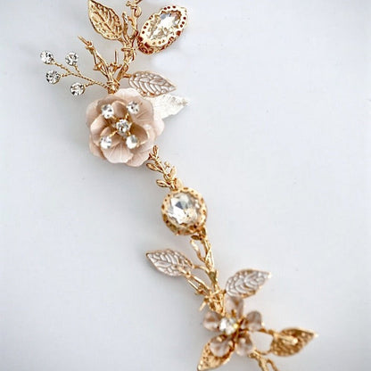 Genevieve - Bohemian Gold Bridal Headband, Hair Comb and Hair Pins Set